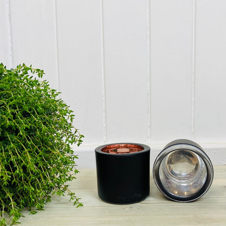Black Tea Light Holder with Metallic Inner