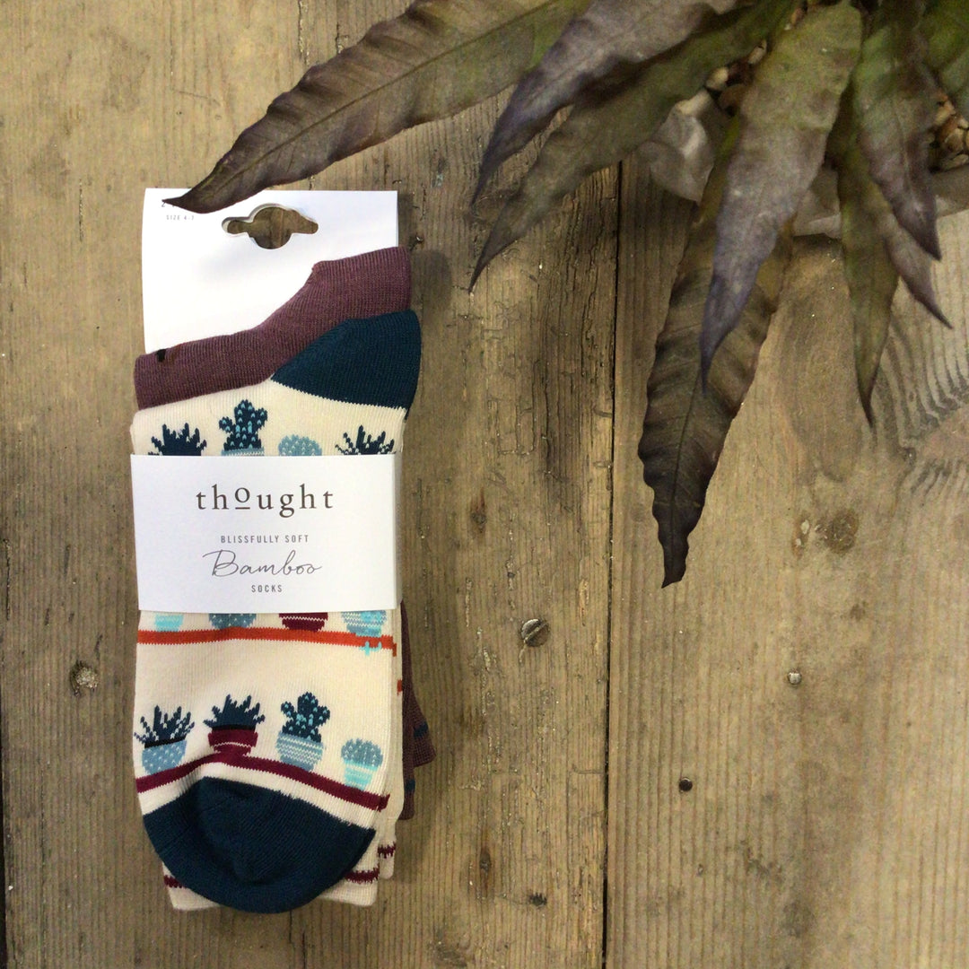 Yoga Print Bamboo Socks - 3 Pair Pack